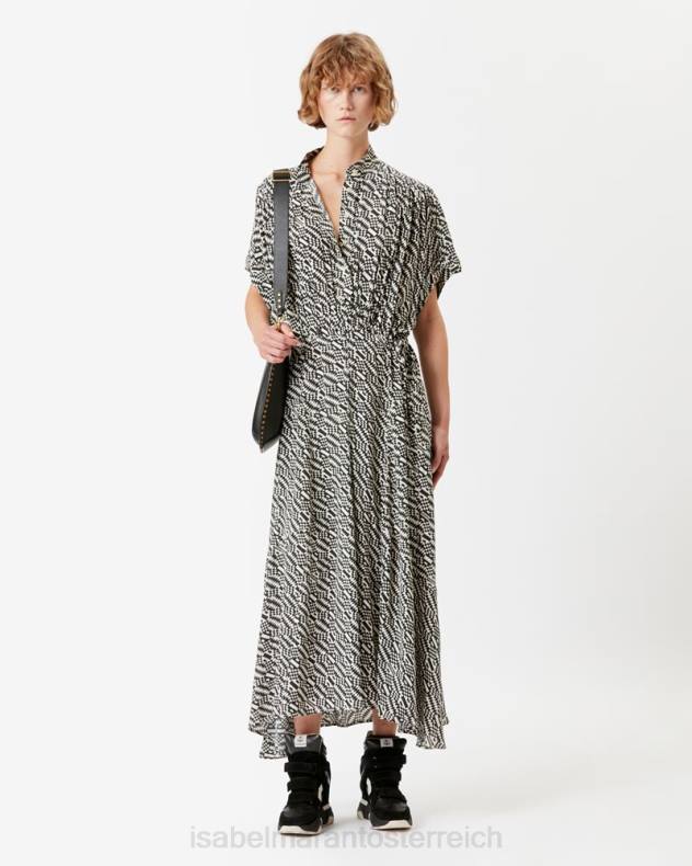 Kleidung Isabel Marant Ansley-Monogramm-Kleid Ecru/Schwarz Frauen 688F601