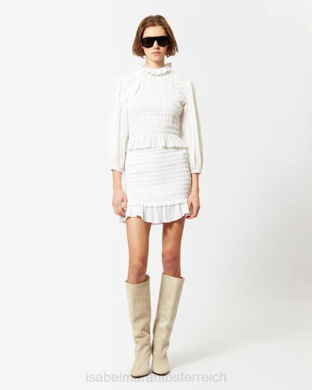 Kleidung Isabel Marant Dorela-Baumwollrock Weiß Frauen 688F618