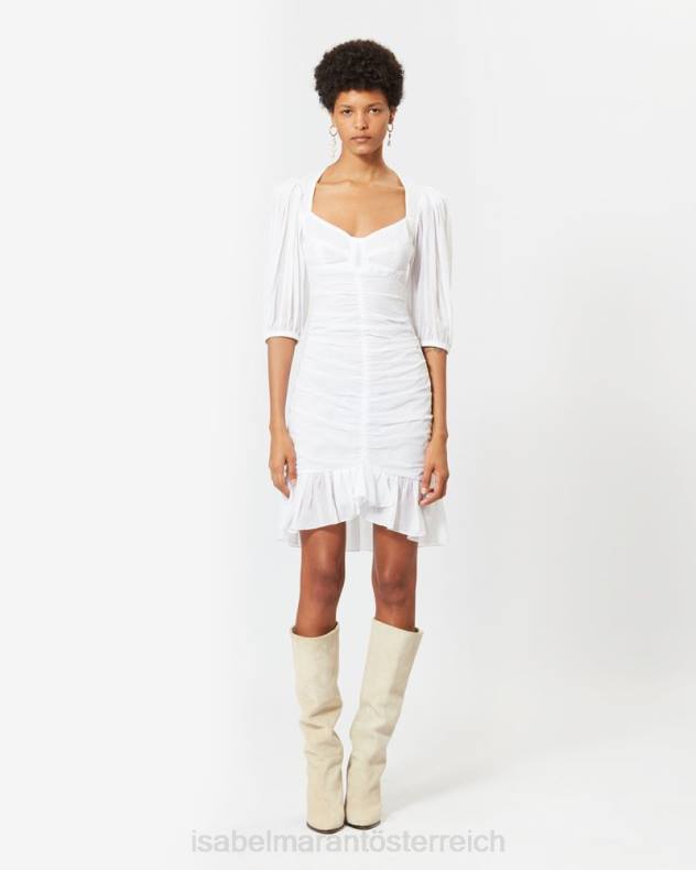 Kleidung Isabel Marant Lunesa-Baumwollkleid Weiß Frauen 688F621