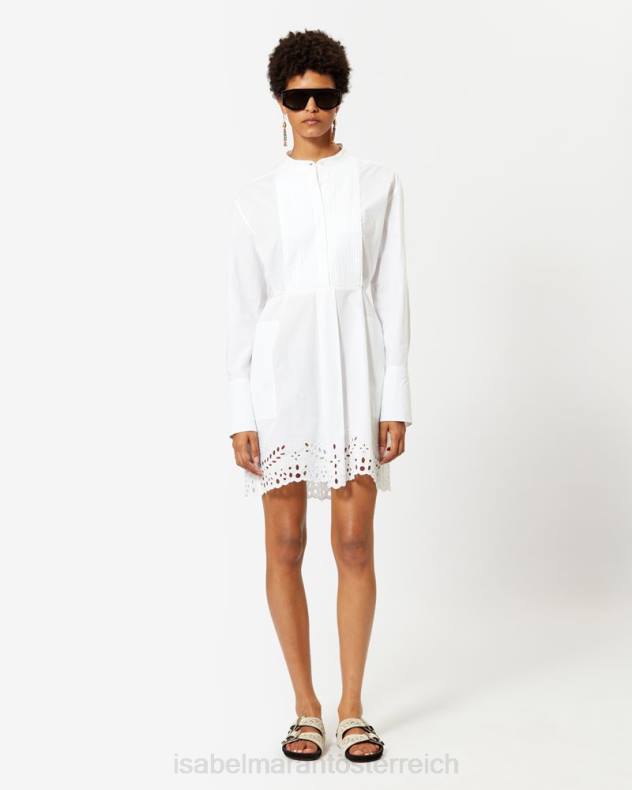 Kleidung Isabel Marant Rehana-Baumwollkleid Weiß Frauen 688F613