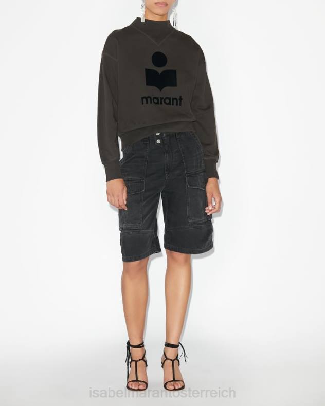 Kleidung Isabel Marant Moby-Logo-Sweatshirt verblasstes Schwarz Frauen 688F368